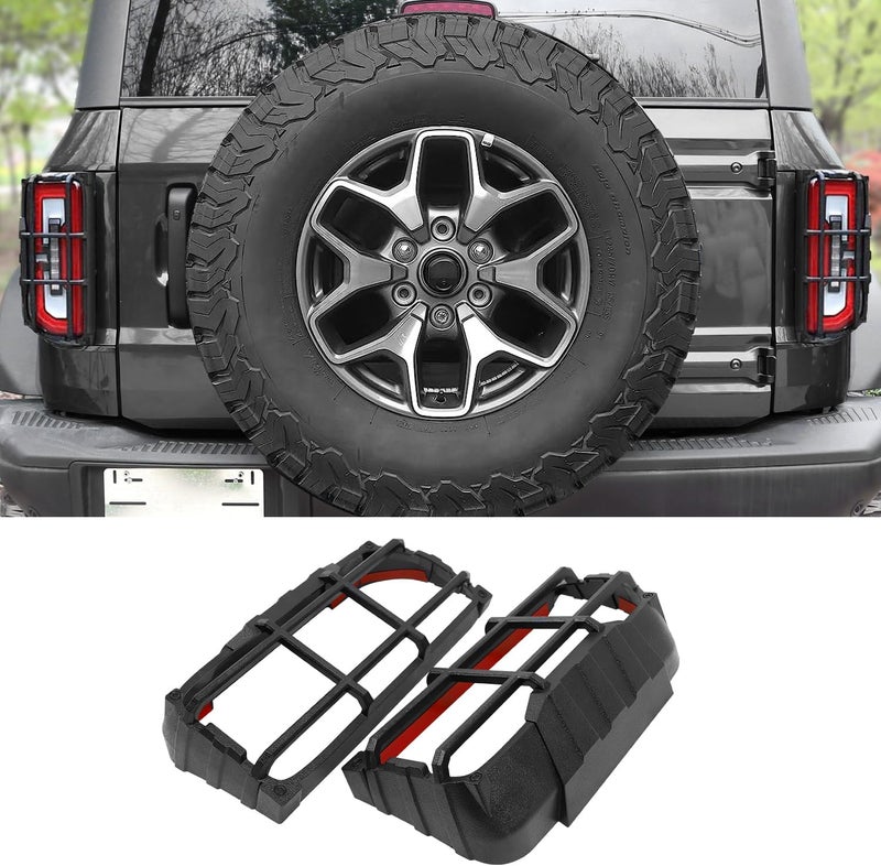 EVGoXMods Tail Light Cover Compatible with 2021-2025 Ford Bronco Badlands, Outer Banks, Wildtrak, Heritage Limited Edition, Everglades 2/4 Doors(Only LED Light), Rear Lamp Guard Protector Exterior Accessories - Image 1